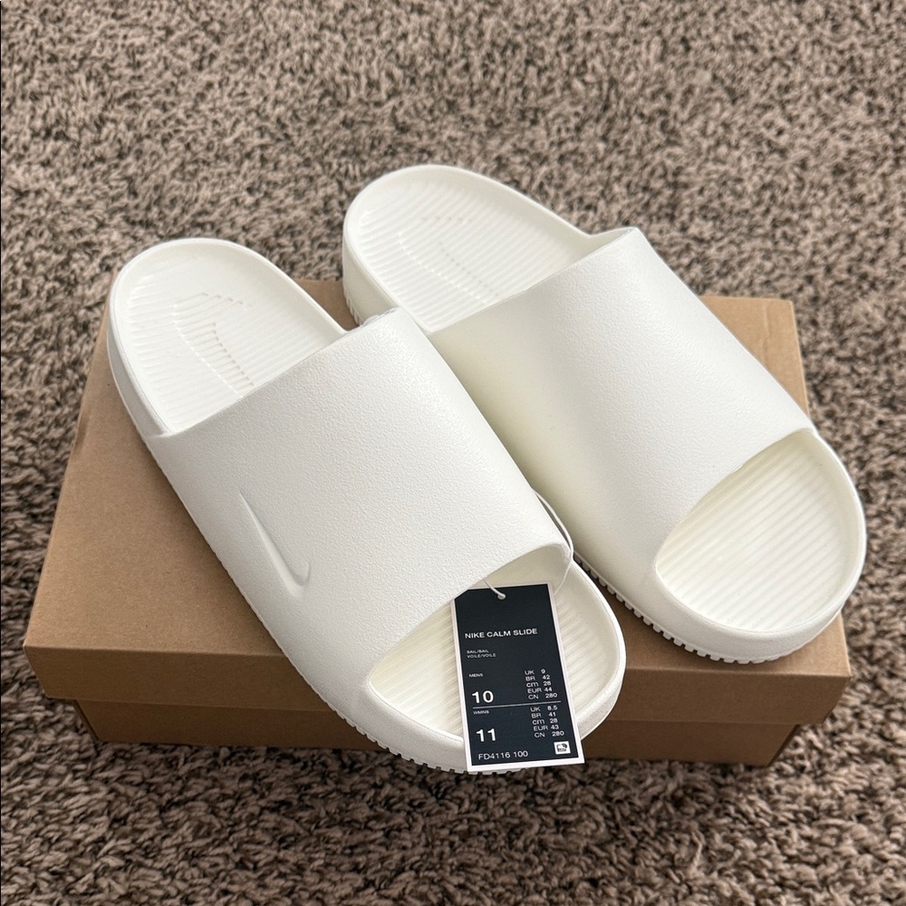 Nike White Slide Sandals